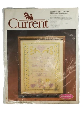 New Current Hearts 'N' Flowers Baby Sampler Cross-Stitch #7154-9 - Image 1 of 4