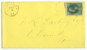 c1878 Wait's River Vermont DPO 1854-1963 Orange Co - O E Innis to J K Darling - Picture 1 of 2