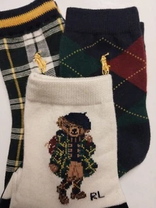 2-4T Toddler Girls Polo Ralph Lauren POLO BEAR Hat Crew Socks Size 6-10 , 3 PAIR - Picture 1 of 4