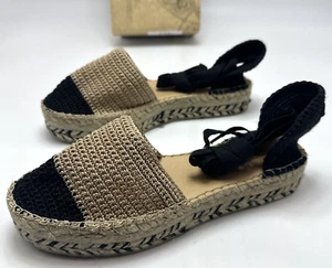 Free People Island Time Wrap Espadrille Sandal Black/Tan Size US Size 8.5 EU 39 - Picture 1 of 5