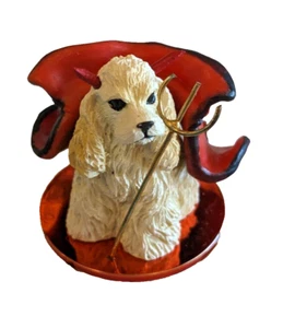 COCKER SPANIEL Devil Costume Figurine Blond Dog Tiny Statue - Picture 1 of 10