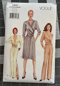 Vintage Vogue 7313 wrap top and skirt/pants sewing pattern sizes 14-16-18 - Picture 1 of 3
