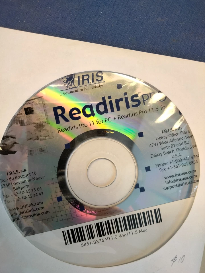 Iris Readiris Pro 11 For PC ReadIris Pro 11.5 for MAC Software Installation Disc - Image 1 of 1