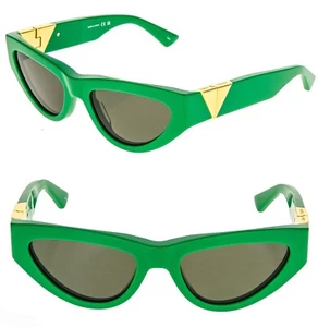 BOTTEGA VENETA ANGLE Classic BV1176S Green Bold Narrow Cat Sunglasses 1176 003 - Picture 1 of 9