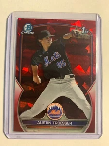 2023 1st Bowman Chrome Sapphire Austin Troesser #BDC-176 Red #D /5 Mets - Picture 1 of 2