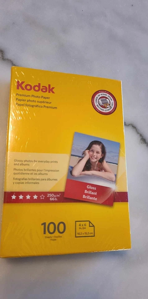 Kodak Premium Photo Paper 100 Sheets Gloss Instant Dry 4x6 inches - New Sealed - Image 1 of 2