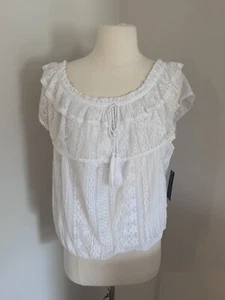 NWT No Boundaries Juniors Off Shoulder Crochet Lace White Top Sz XXXL Boho New - Picture 1 of 6