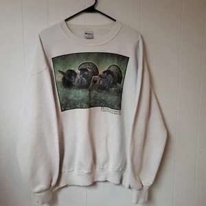 Vintage Marathon Apparel Ducks UNLTD Three Turkeys Eddie LeRoy XL Sweatshirt - Picture 1 of 7
