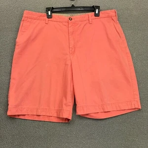 IZOD Saltwater Shorts Chino Mens 40 Orange Solid Cotton Flat Front Beach Casual - Picture 1 of 13