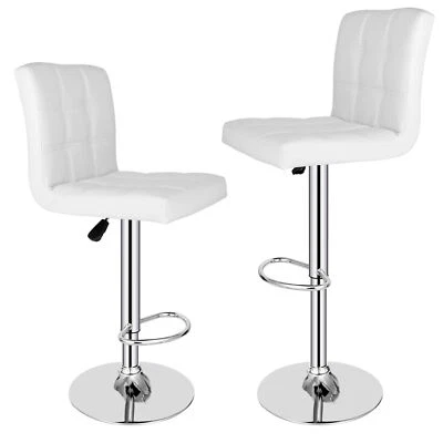 Set of 2 PU Leather 360° Swivel Bar Stools Adjustable Bar Chair for Kitchen - Image 1 of 4