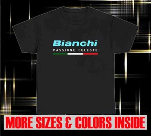 New BIANCHI Passione Celeste Bicycles Logo Men's funny T-Shirt Size S-5XL - Picture 1 of 2