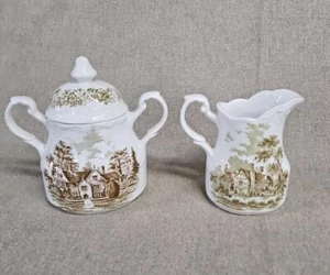 J & G Meakin Romantic England English Ironstone Sugar Bowl And Creamer - Picture 1 of 7