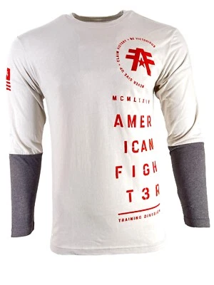 American Fighter Mens' T-Shirt DOUBLE STACKED Premium Grey S-3XL - Image 1 of 4
