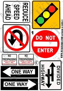 SCALELIKE INDUSTRIES G-ROADWAY SIGNS 1 (GRS-1) PRINTED ON PLASTIC FACTORY NEW - Picture 1 of 1