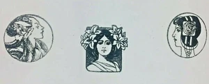 FRAUENGESICHTER Gummistempel Francisco EXOTISCHE DAMENPROFILE Jugendstil selten Lot - Bild 1 von 11