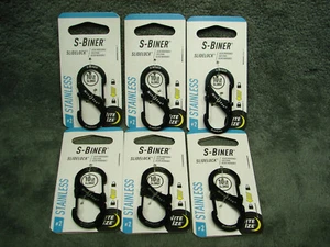 6 pc Nite Ize S-Biner SlideLock Stainless Steel Dual Carabiner #2 Black Key Ring - Picture 1 of 13