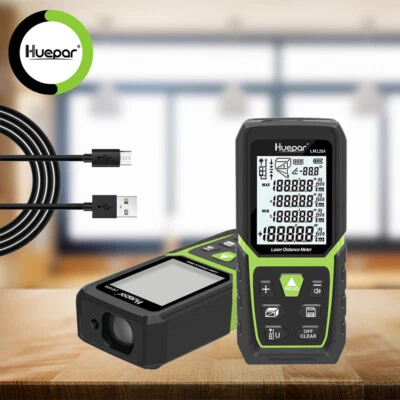 Huepar Handheld Laser Distance Measure 120M with Li-ion Battery Range Finder