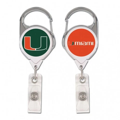Miami Hurricanes Retractable Metal Badge Holder [NEW] NCAA Key Chain ID Ring Cover