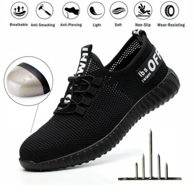 Men Women Mesh Safety Shoes Trainers Lightweight Steel Toe Cap Work Hiking Boots