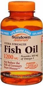 Sundown Naturals Fish Oil 1200mg Omega 3 360mg Dietary Supplement 100ct 2 Pack - Picture 1 of 2