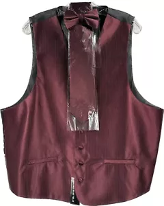 Bruno Piattelli Roma Men's Burgundy Vest Set 4 Piece Tie Bow Tie Hanky Size XL - Picture 1 of 4