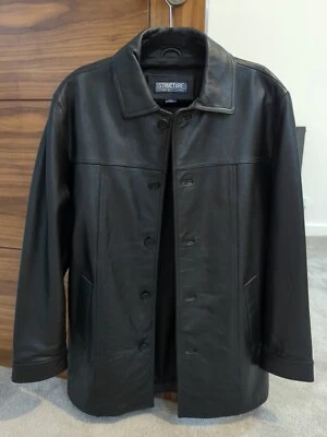 Jacket Structure Leather Jacket  US Size M/ UK size L Colour Black - Image 1 of 4