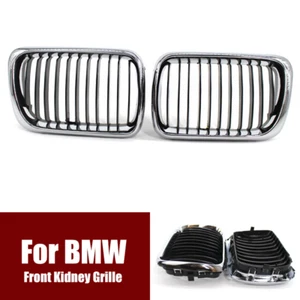 Pair Chrome Silver ABS Car Front Kidney Grille For BMW 3 Series E36 1997-1999 - Bild 1 von 6