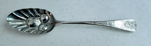 1840 English Sterling Berry Serving Spoon John James Whiting London Hand Chased - Picture 1 of 6