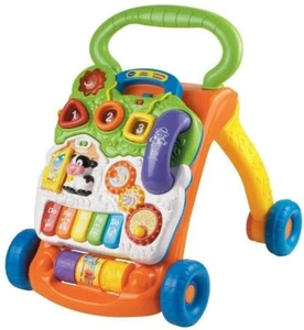 VTech Baby Push Walker Sit-to-Stand Toddler Interactive Learning Toy Orange - Picture 1 of 4