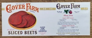 ADVERTISING Label Can Clover Farm Ohio Cleveland Sliced Beets - Bild 1 von 1