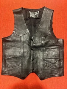 Bikers Leather & Accessories Button Up Genuine Leather Motorcycle Vest Men's 40 - Picture 1 of 3