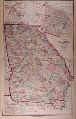 1876 Centennial Map ~ GEORGIA - SAVANNAH - TYBEE ROADS ~ (17x27)-#25 - Image 1 of 3
