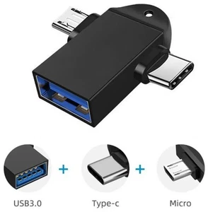 USB Type-C / Micro USB Adapter to Female USB Input, 2 in 1 - Picture 1 of 11