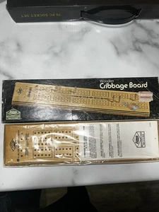NIB Vintage ES Lowe Wooden Cribbage Board With Metal Pegs Milton Bradley Manuals - Picture 1 of 3