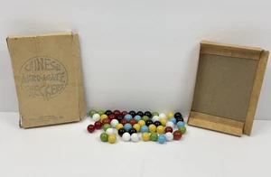 AKRO ACHAT Chinesische Dame Murmeln 55-teiliges Vintage Glas Set mit Originalkarton - Bild 1 von 17