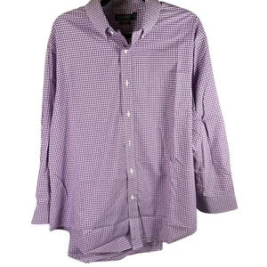 LAUREN Ralph Lauren Mens 17 1/2-32/33 Purple Check Classic Fit Non Iron Shirt - Picture 1 of 13
