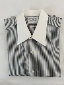 H. Stockton Black/White Striped French Cuff Shirt - Picture 1 of 18