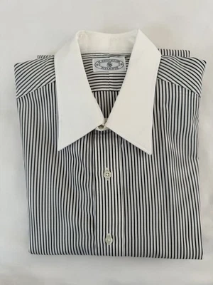 H. Stockton Black/White Striped French Cuff Shirt - Image 1 of 4