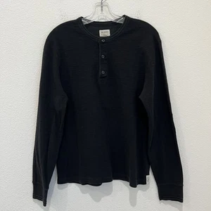Todd Snyder Thermal Henley Camicia Manica Lunga Uomo M Leggera Waffle Nera - Foto 1 di 9