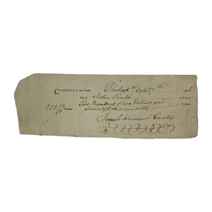 1785 Philadelphia Bank Entwurf signiert von Josiah & Samuel Coates an John Rudle - Bild 1 von 5