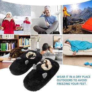 USB Heated Slippers Plush Temperature Adjustable Heating Slippers Anti Slip DW - Picture 1 of 12
