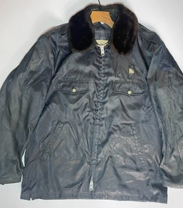 Chaqueta de bombardero de colección azul EE. UU. Tufnyl resistente a la intemperie cuello de piel sintética negra para hombre - Imagen 1 de 19