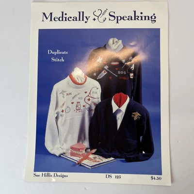Vtg MEDICALLY SPEAKING Cross Stitch Patterns - Sue Hillis - Nurse Dentist Doctor - Image 1 of 4