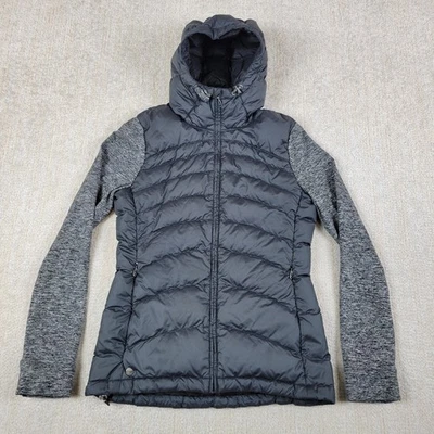 Jaqueta acolchoada feminina Outdoor Research cinza com zíper completo com capuz - Imagem 1 de 4