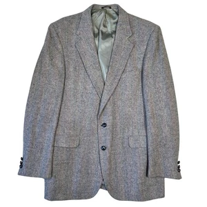 Stafford Hampshire Tweed Wool Blazer Men 44L Herringbone Vintage Career Business - Picture 1 of 10