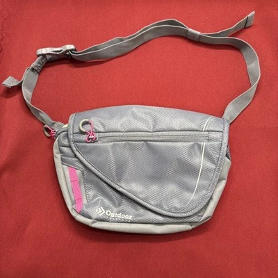 Produtos externos azulados/cinza e rosa bolsa fanny pack gancho e laço/fecho com zíper - Imagem 1 de 4