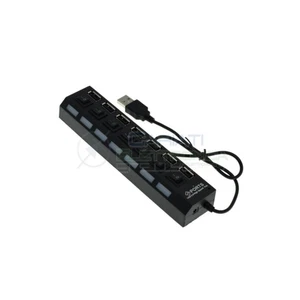 USB-Steckdose Mehrfachsteckdose Hun mit 7 USB 2.0-Anschlüssen schwarz mit blauen LEDs - Bild 1 von 1