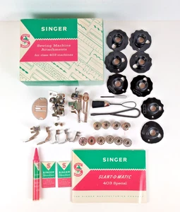 Accesorios para máquina de coser Singer Slant-O-Matic 403 levas manual caja original - Imagen 1 de 16