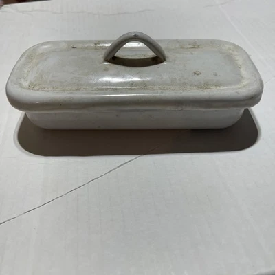 Винтажная эмалированная посуда ПОКРЫТАЯ МАСЛОМ ТАРЕЛКА белая и синяя. Редкий товар! Трудно найти! - Изображение 1 из 4