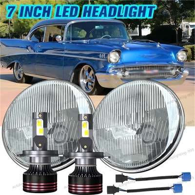 2 piezas NUEVOS faros LED redondos de 7 pulgadas haz alto/bajo para camionetas Chevy Bel Air 1955-57 Foto 1 de 4